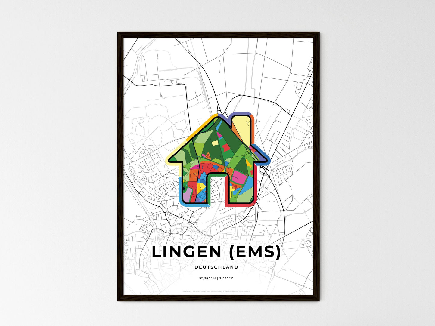 Lingen (Ems) Germany wedding art map with home icon