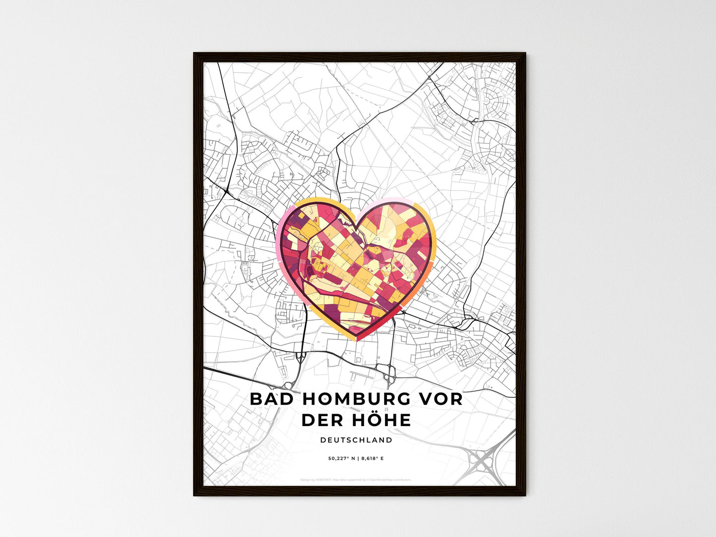 Bad Homburg Vor Der Hohe Germany wedding art map with heart icon