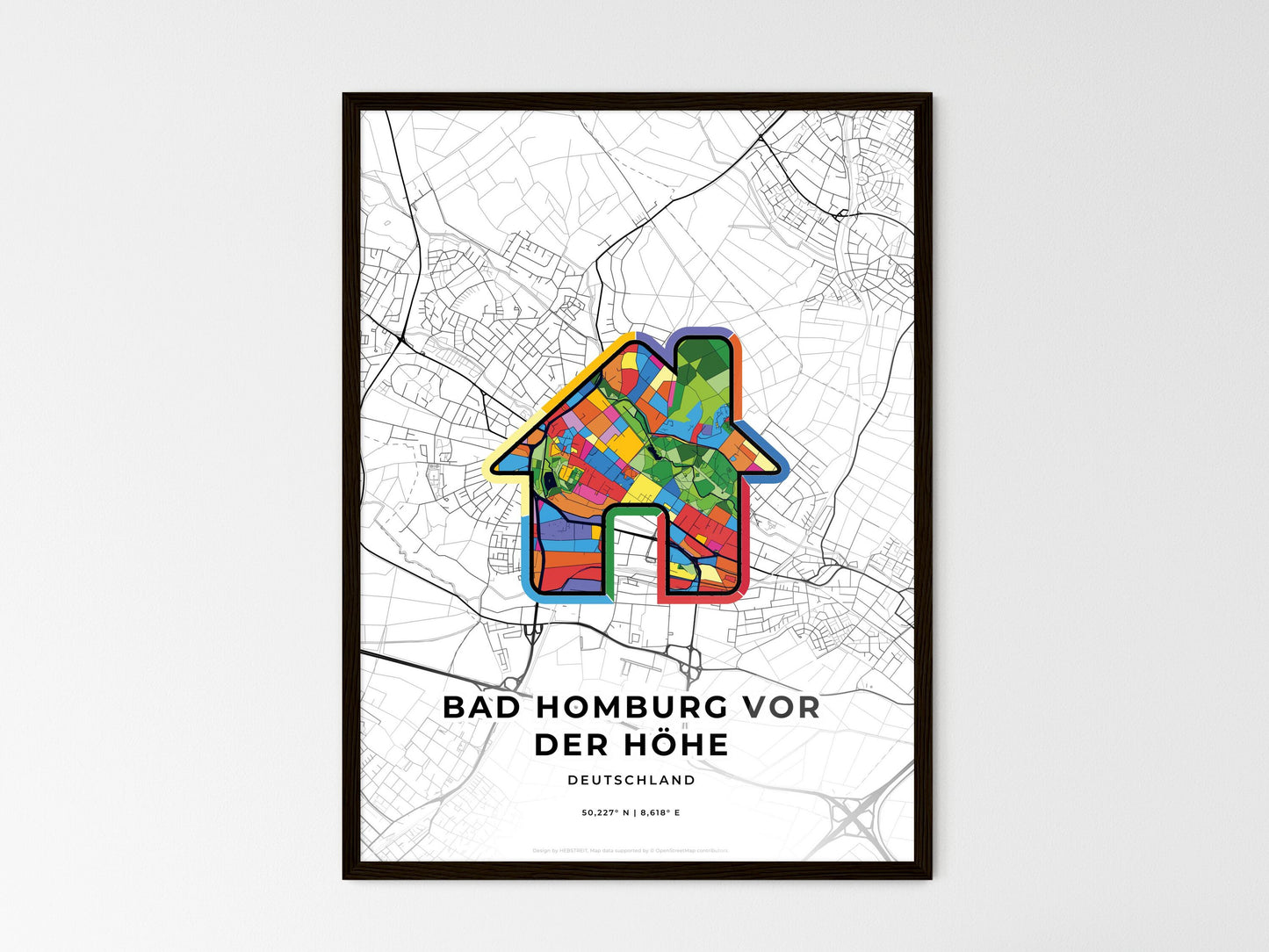 Bad Homburg Vor Der Hohe Germany wedding art map with home icon
