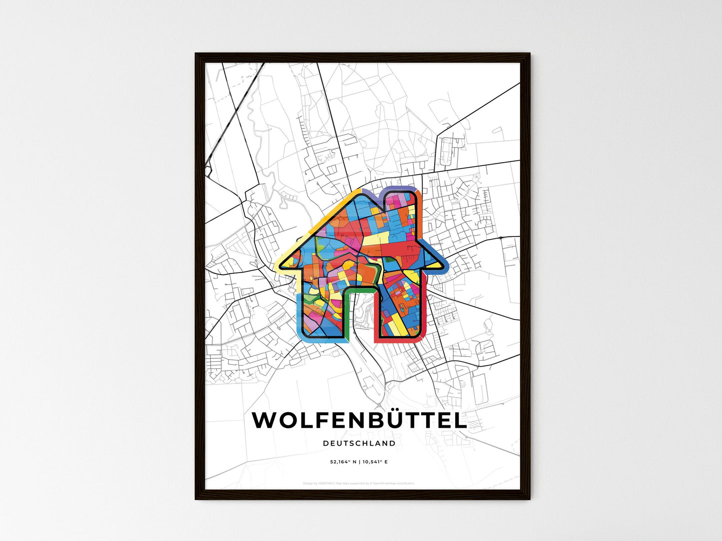 Wolfenbuttel Germany wedding art map with home icon