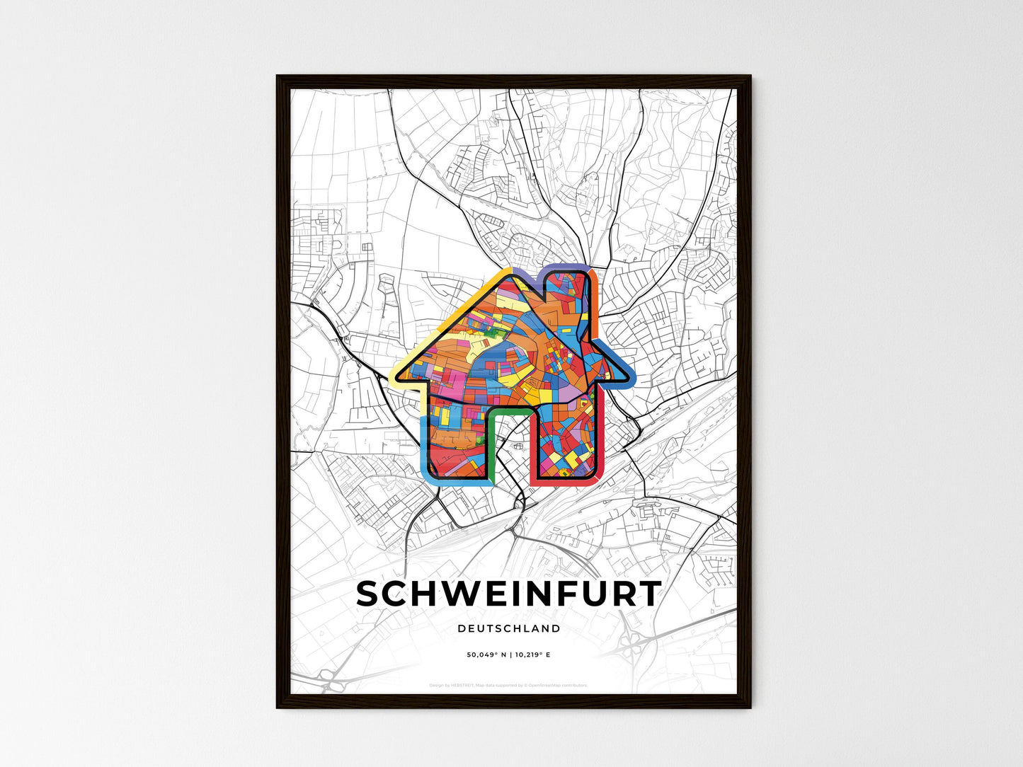 Schweinfurt Germany wedding art map with home icon