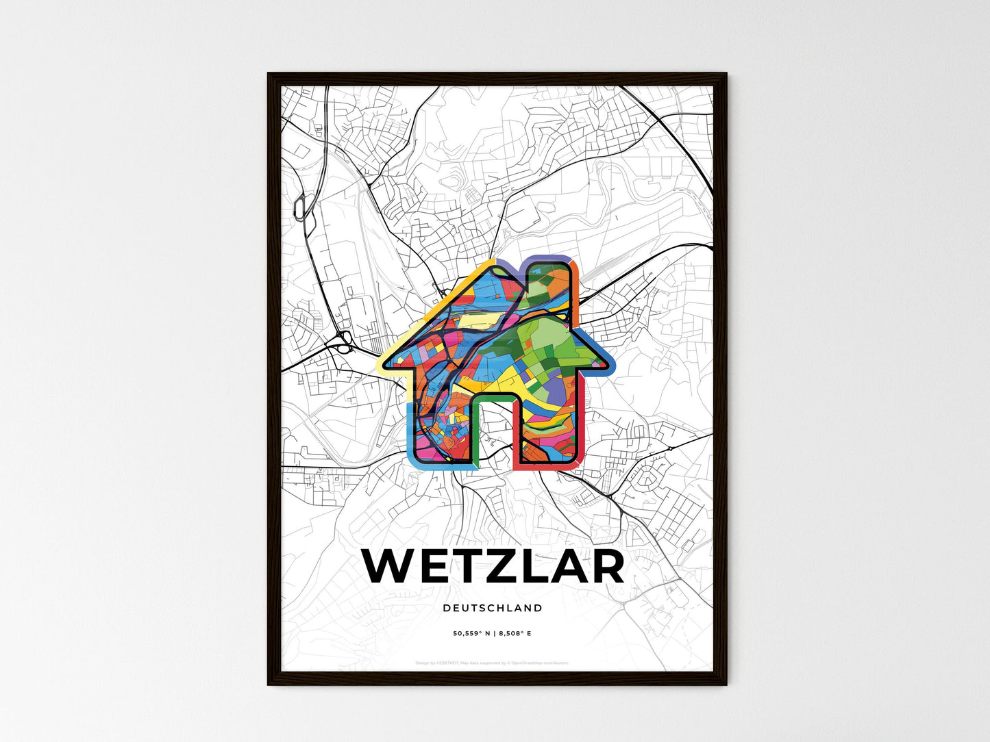 Wetzlar Germany wedding art map with home icon