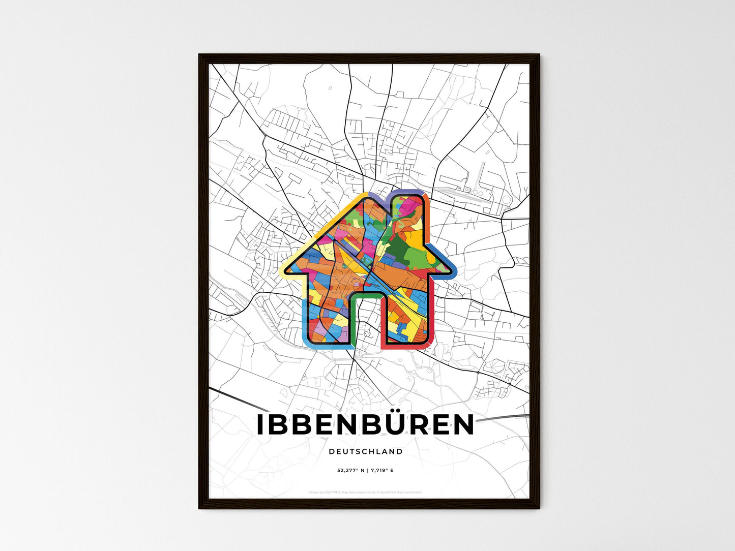 Ibbenburen Germany wedding art map with home icon
