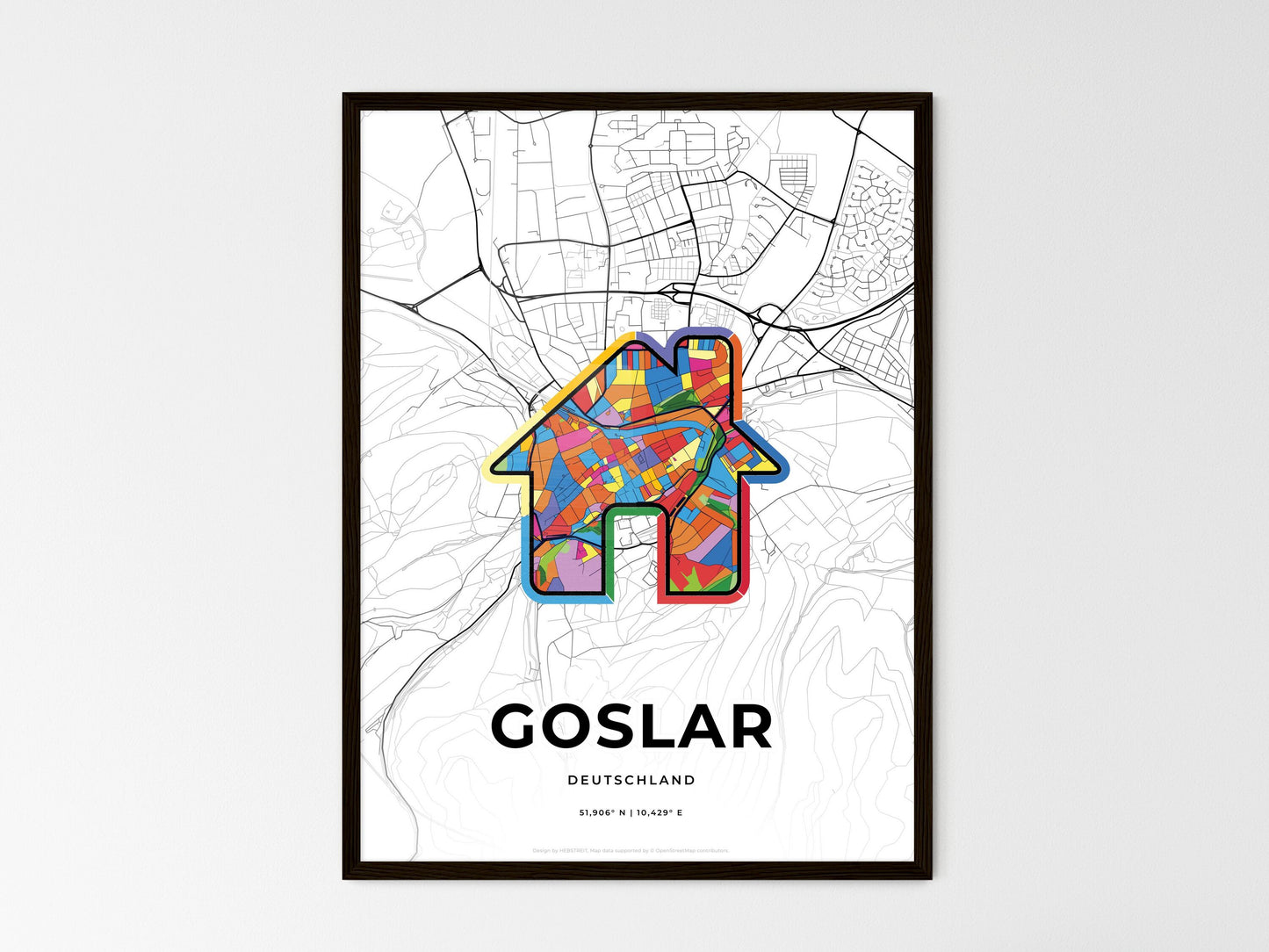 Goslar Germany wedding art map with home icon