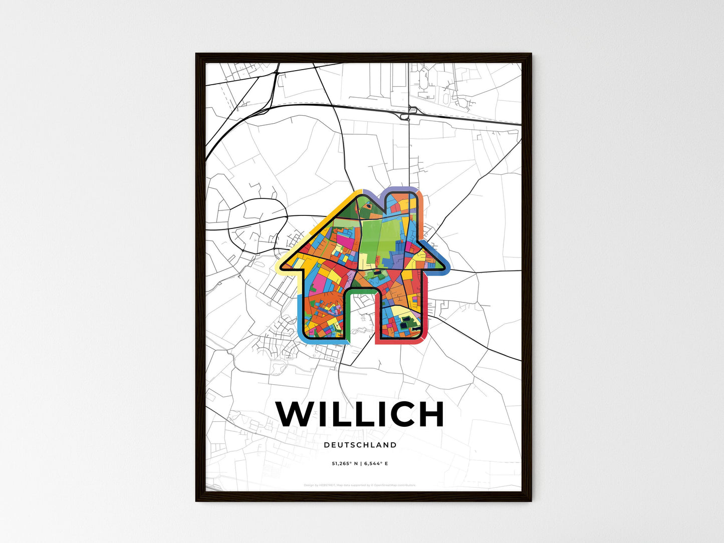 Willich Germany wedding art map with home icon