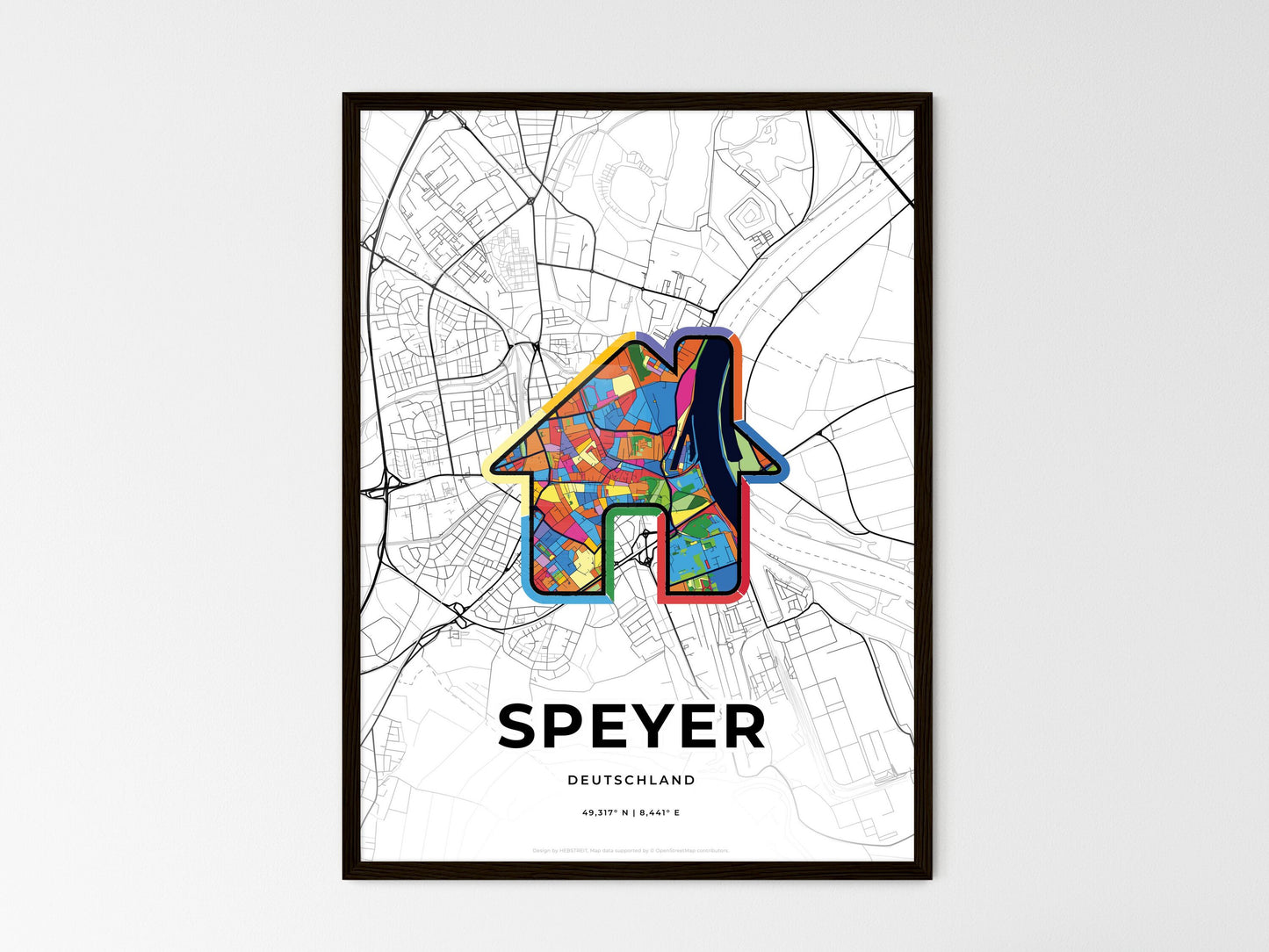 Speyer Germany wedding art map with home icon