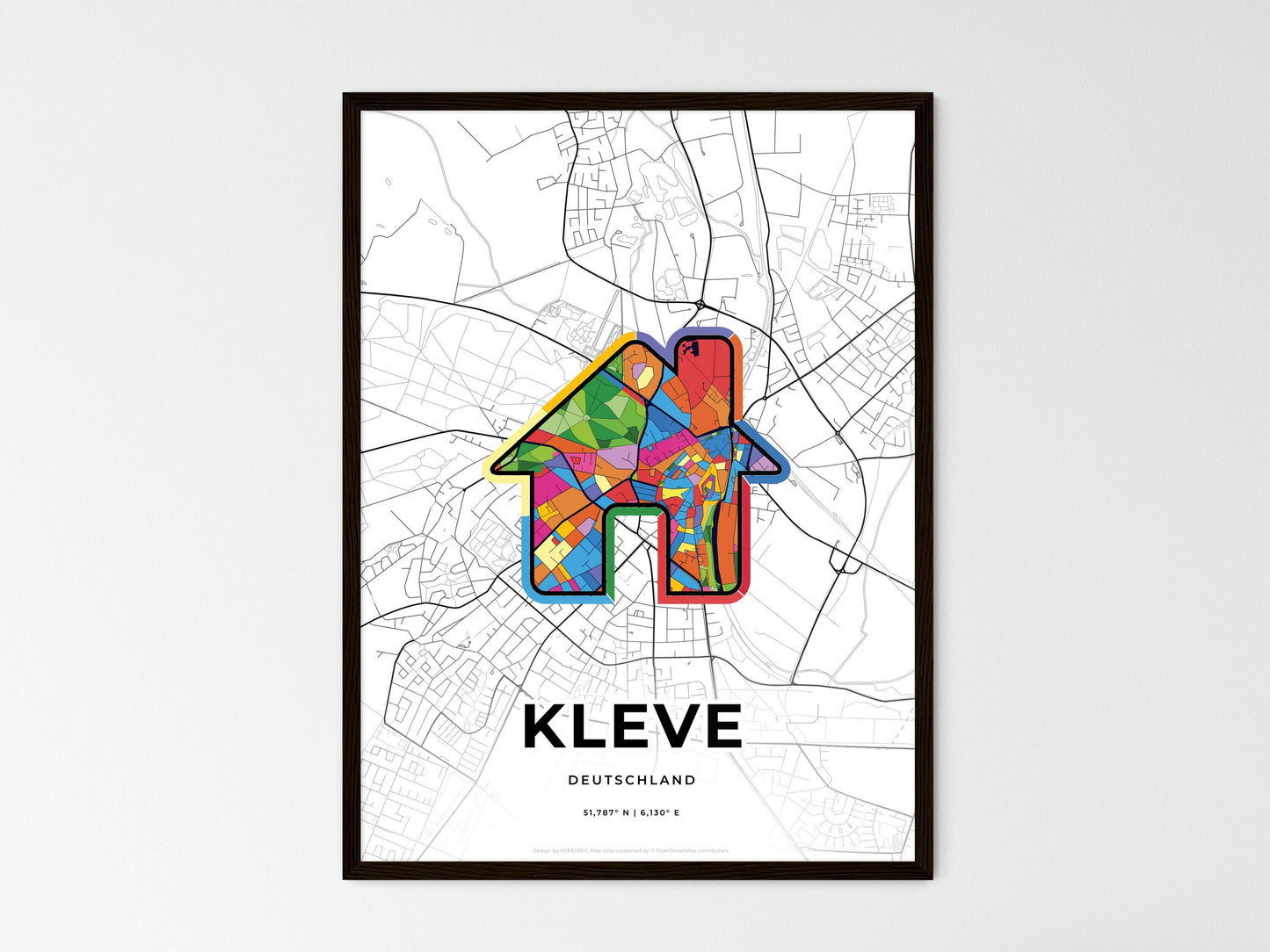 Kleve Germany wedding art map with home icon