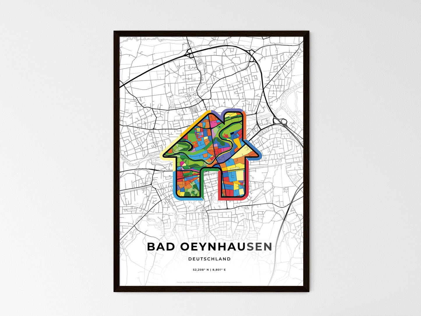 Bad Oeynhausen Germany wedding art map with home icon