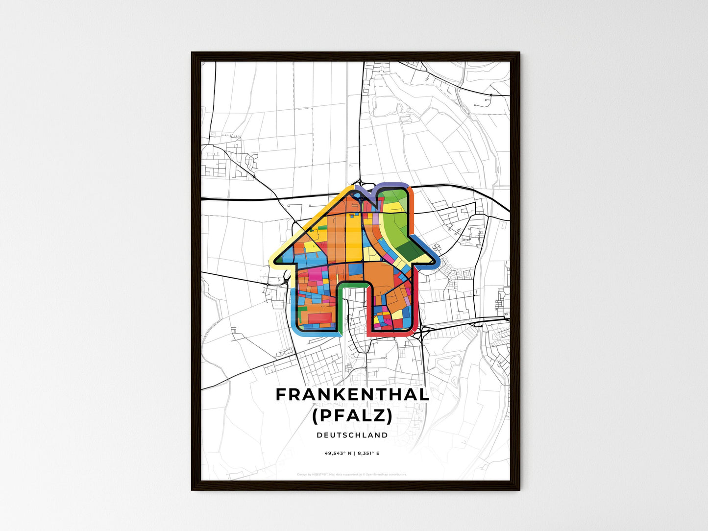 Frankenthal (Pfalz) Germany wedding art map with home icon