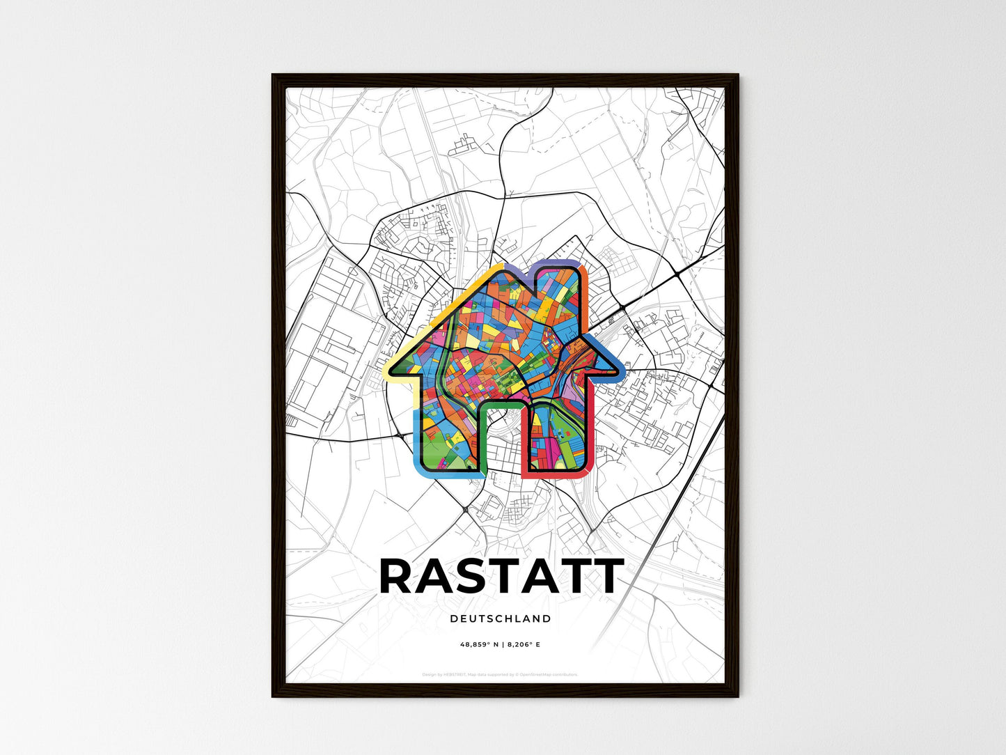 Rastatt Germany wedding art map with home icon