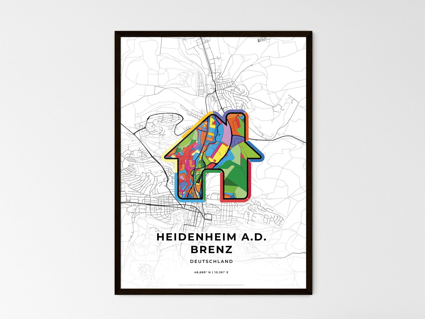 Heidenheim An Der Brenz Germany wedding art map with home icon