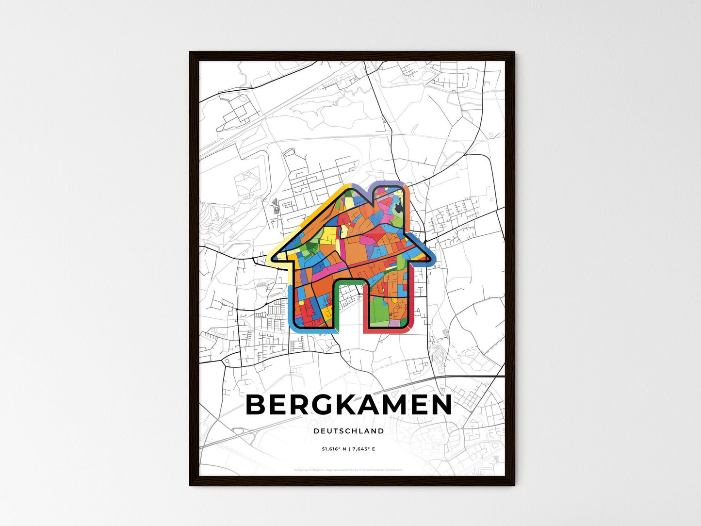 Bergkamen Germany wedding art map with home icon