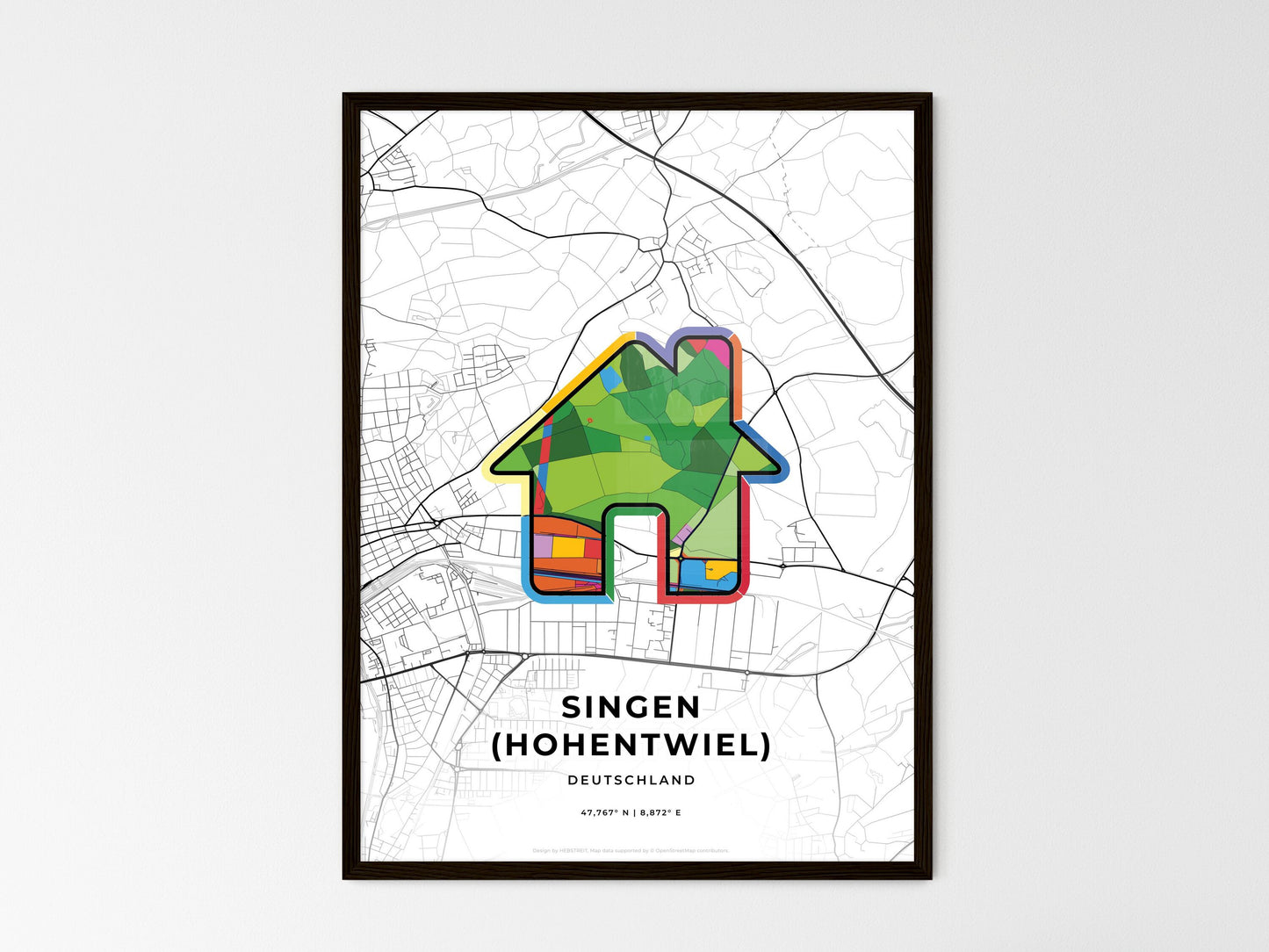 Singen (Hohentwiel) Germany wedding art map with home icon