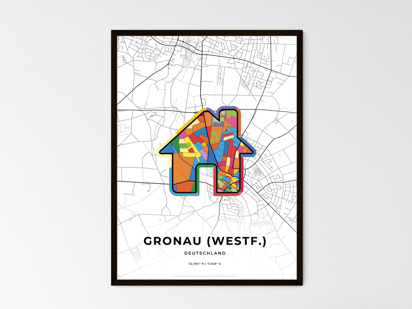 Gronau (Westf.) Germany wedding art map with home icon