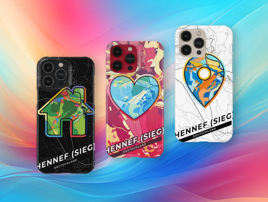 Hennef (Sieg) Deutschland slim phone case with colorful icon. Birthday, wedding or housewarming gift. Couple match cases.