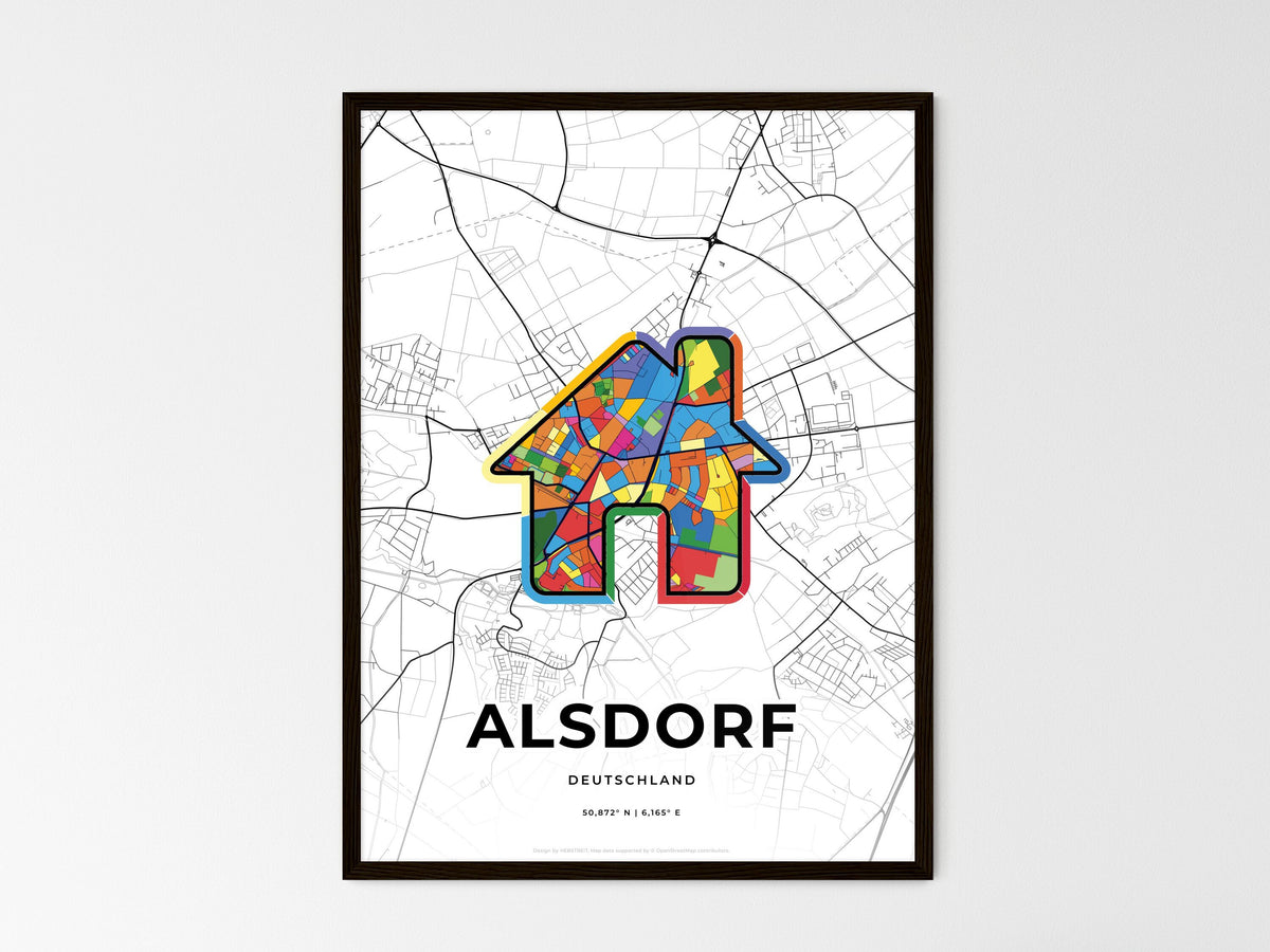 Alsdorf Germany wedding art map with home icon
