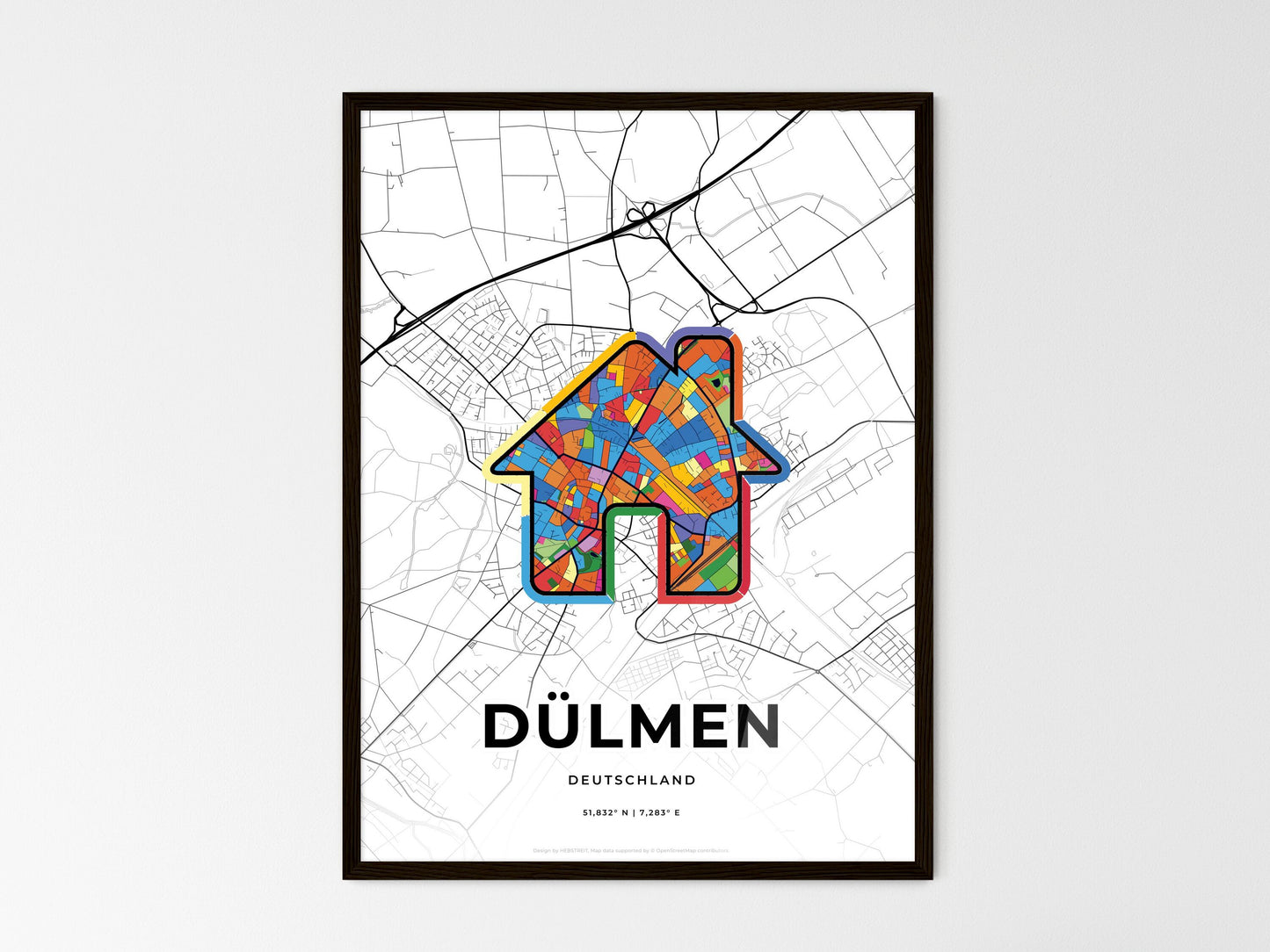 Dulmen Germany wedding art map with home icon
