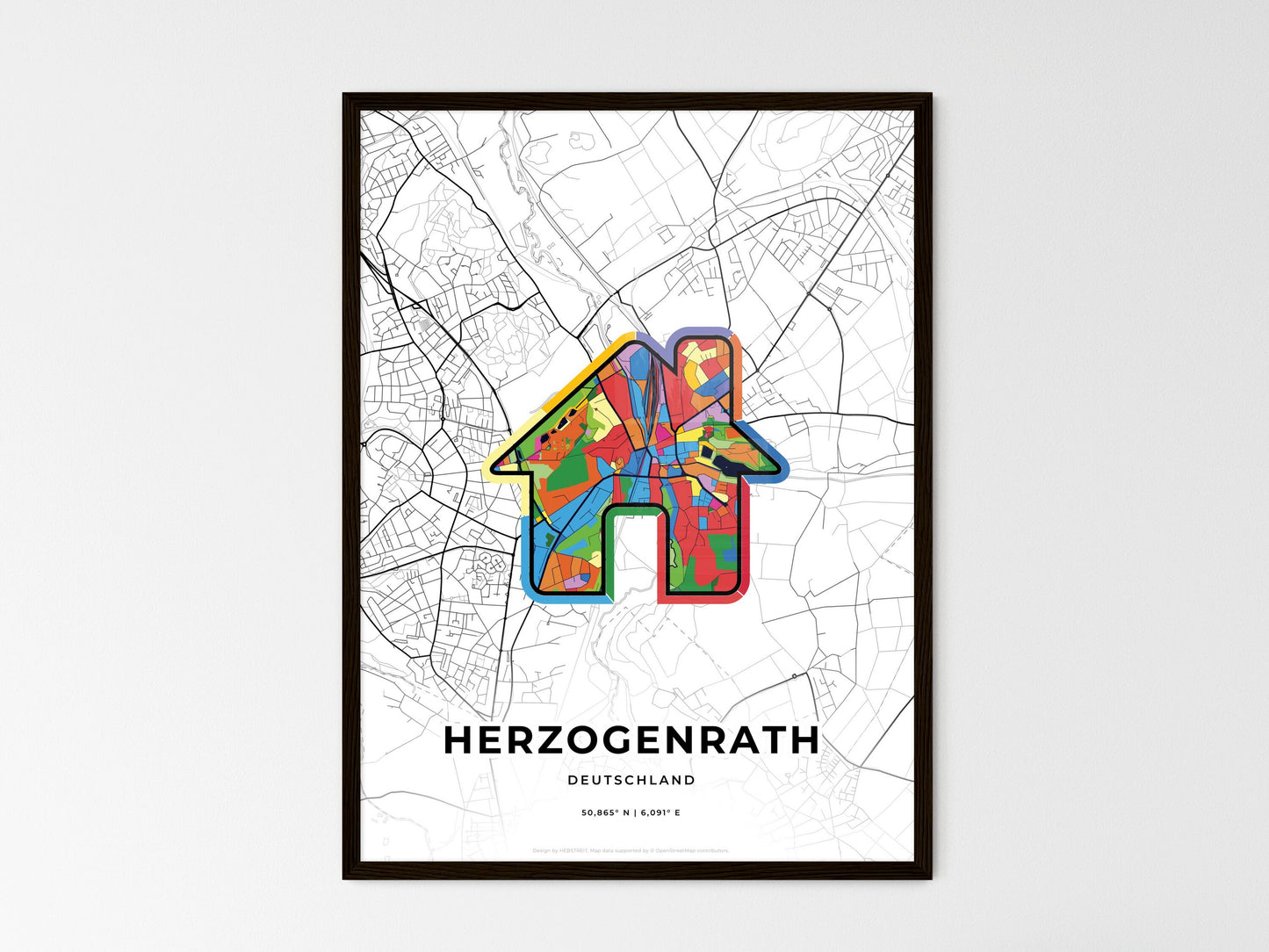 Herzogenrath Germany wedding art map with home icon