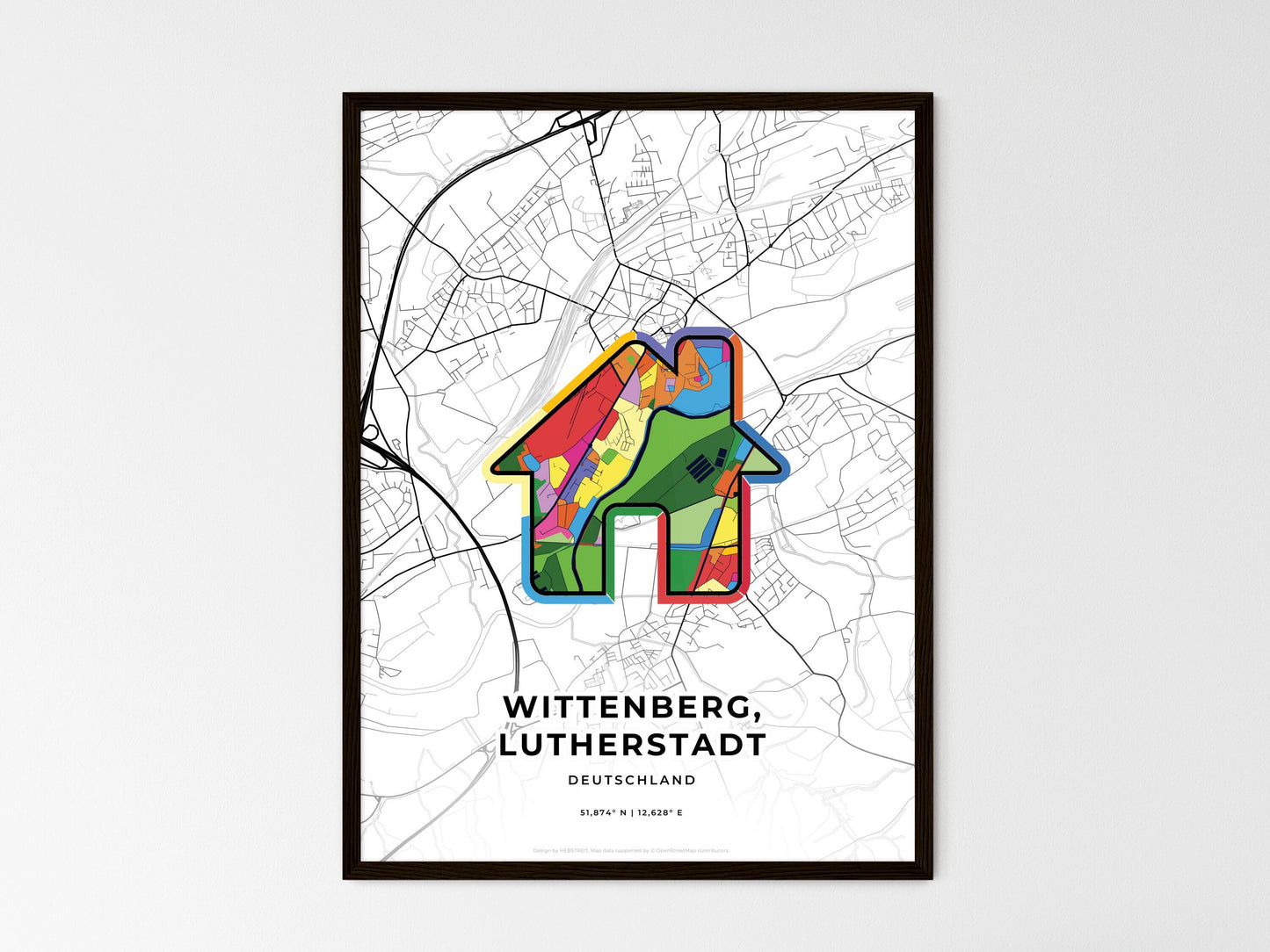 Wittenberg, Lutherstadt Germany wedding art map with home icon