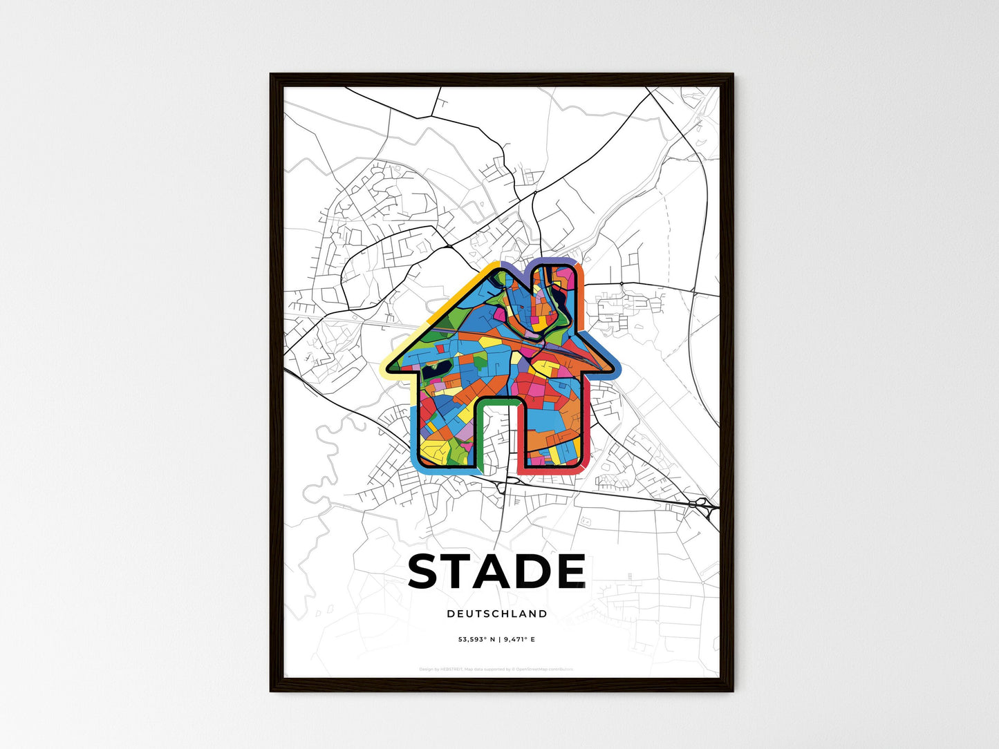 Stade Germany wedding art map with home icon