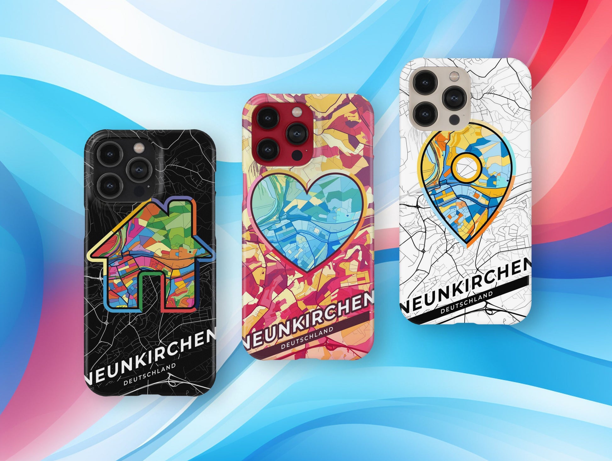 Neunkirchen Deutschland slim phone case with colorful icon. Birthday, wedding or housewarming gift. Couple match cases.