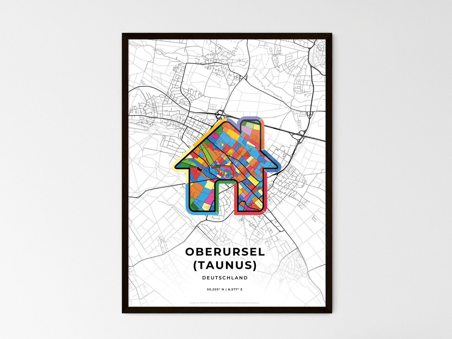 Oberursel (Taunus) Germany wedding art map with home icon