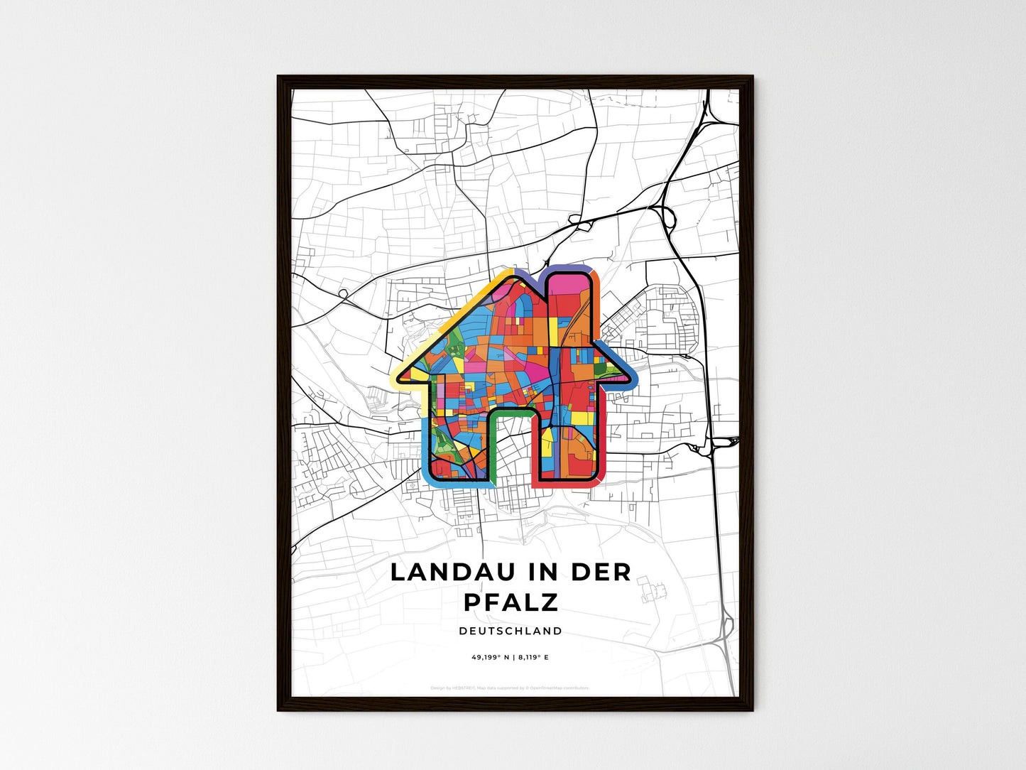 Landau In Der Pfalz Germany wedding art map with home icon