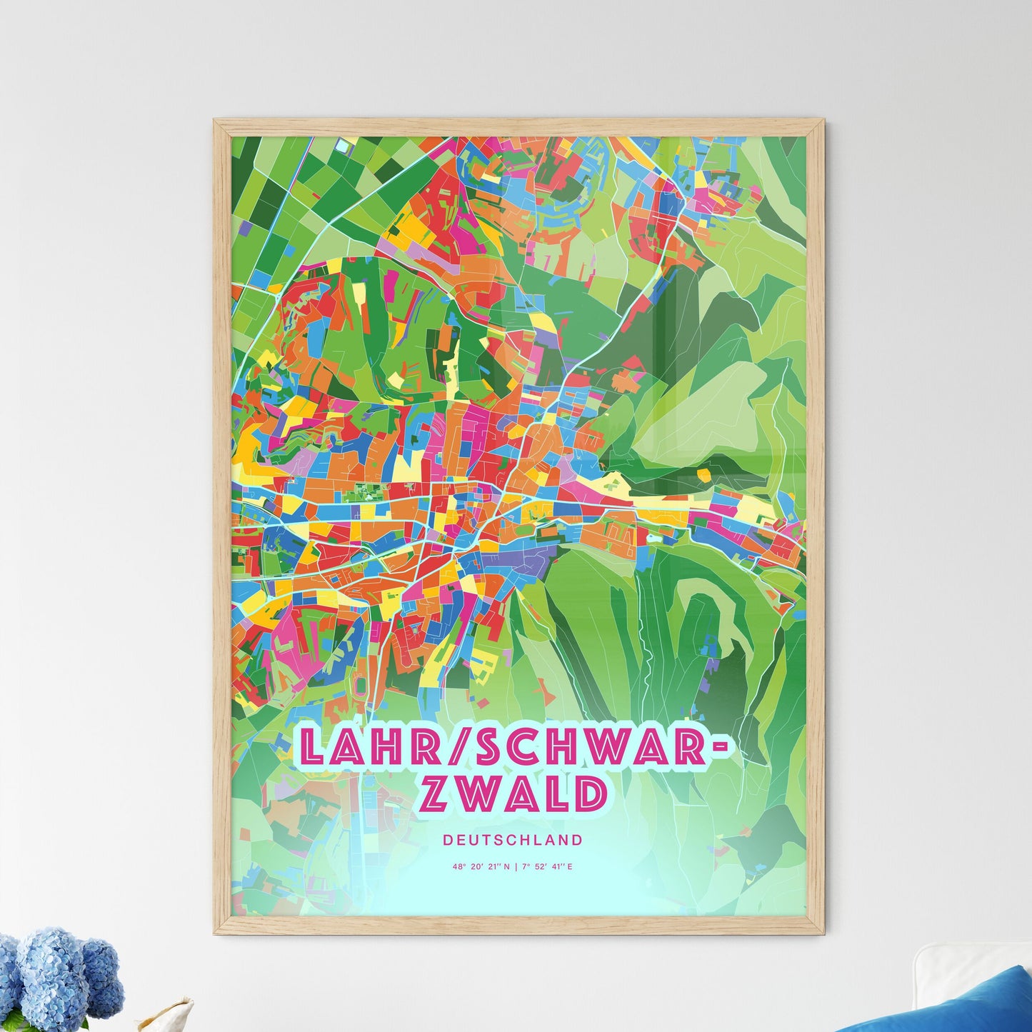 Colorful LAHR/SCHWARZWALD GERMANY Fine Art Map Crazy Colors