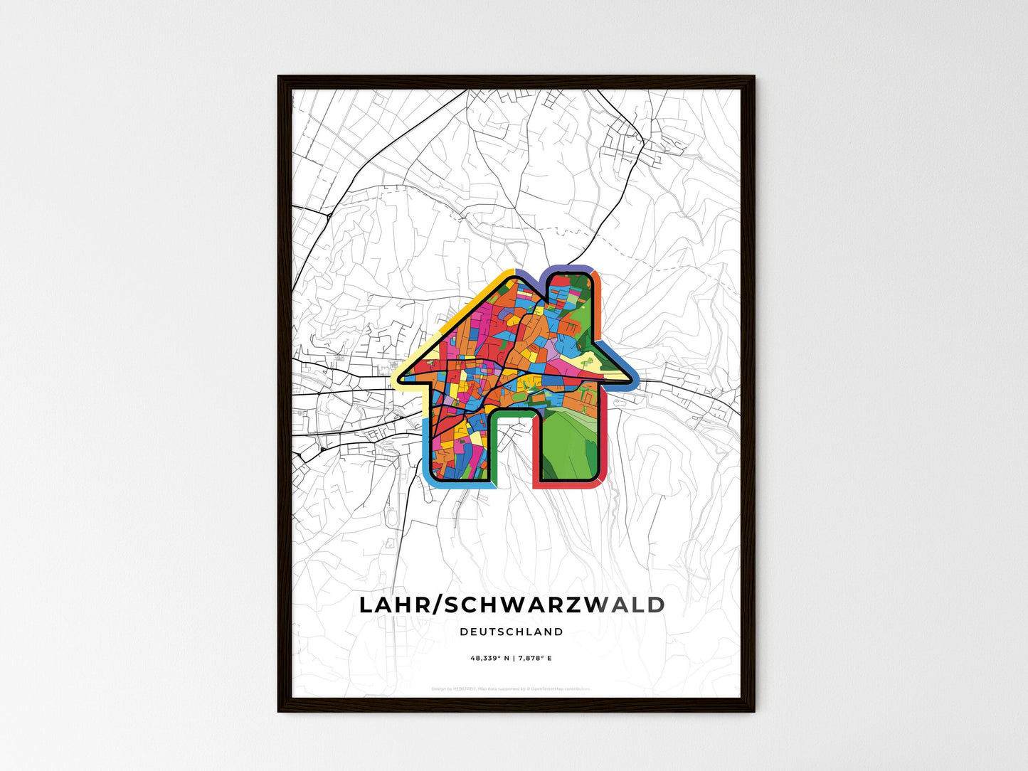 Lahr/Schwarzwald Germany wedding art map with home icon