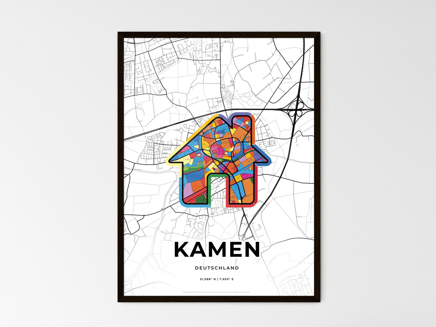 Kamen Germany wedding art map with home icon