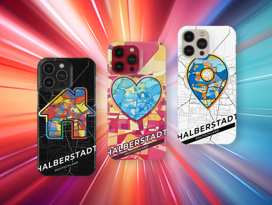 Halberstadt Deutschland slim phone case with colorful icon. Birthday, wedding or housewarming gift. Couple match cases.
