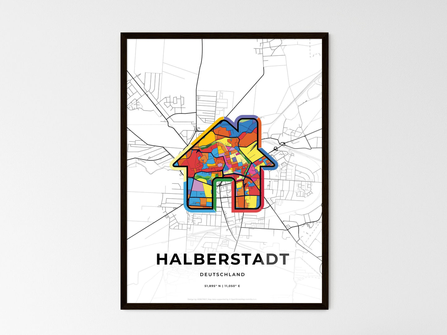 Halberstadt Germany wedding art map with home icon
