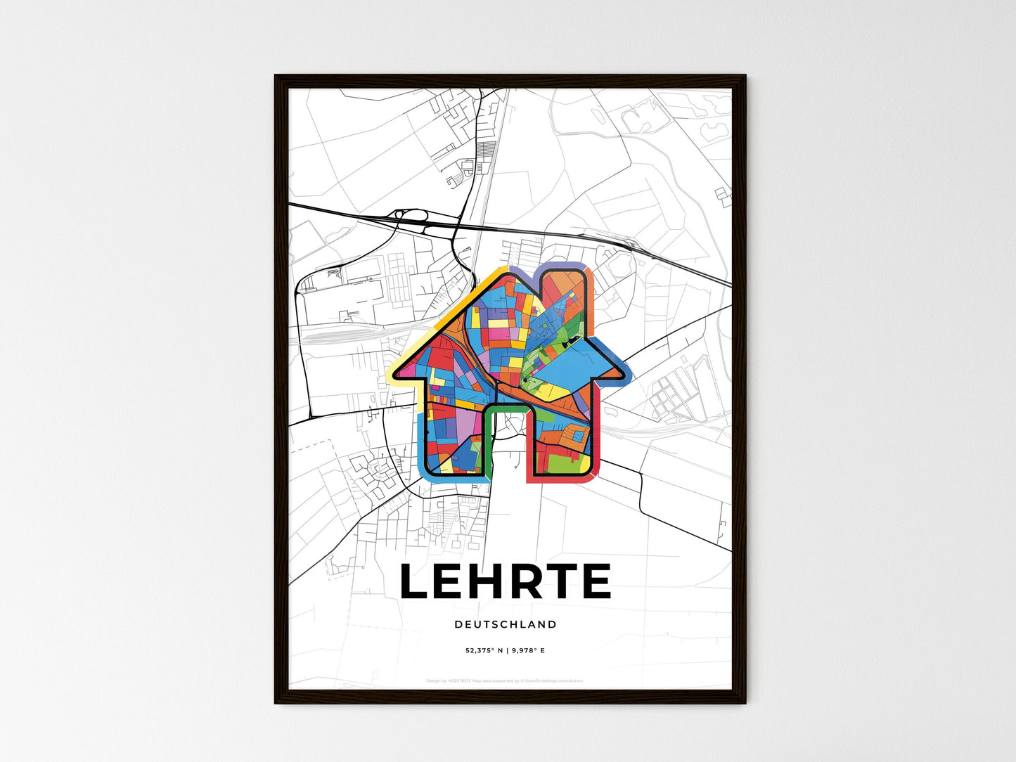 Lehrte Germany wedding art map with home icon