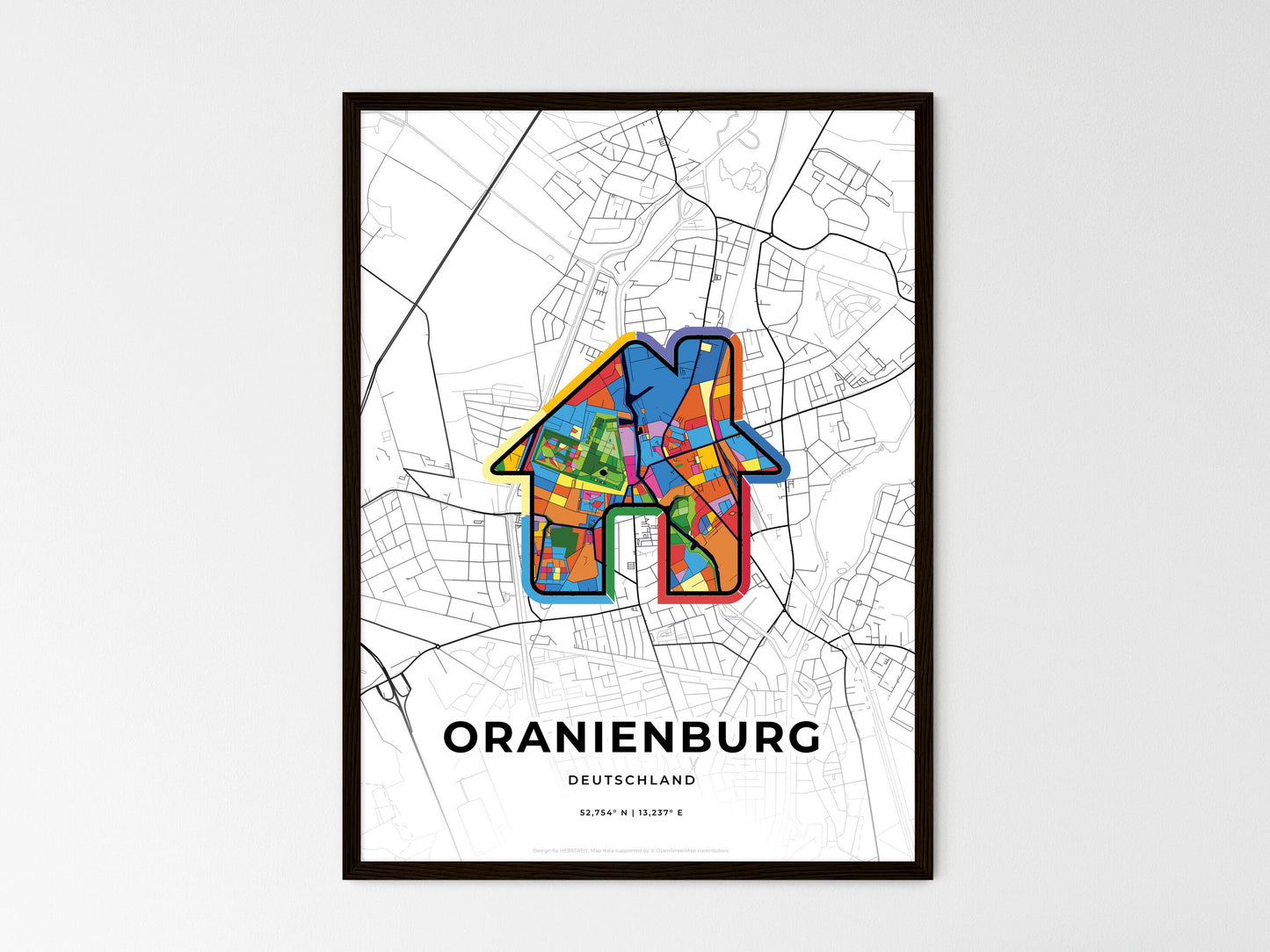 Oranienburg Germany wedding art map with home icon
