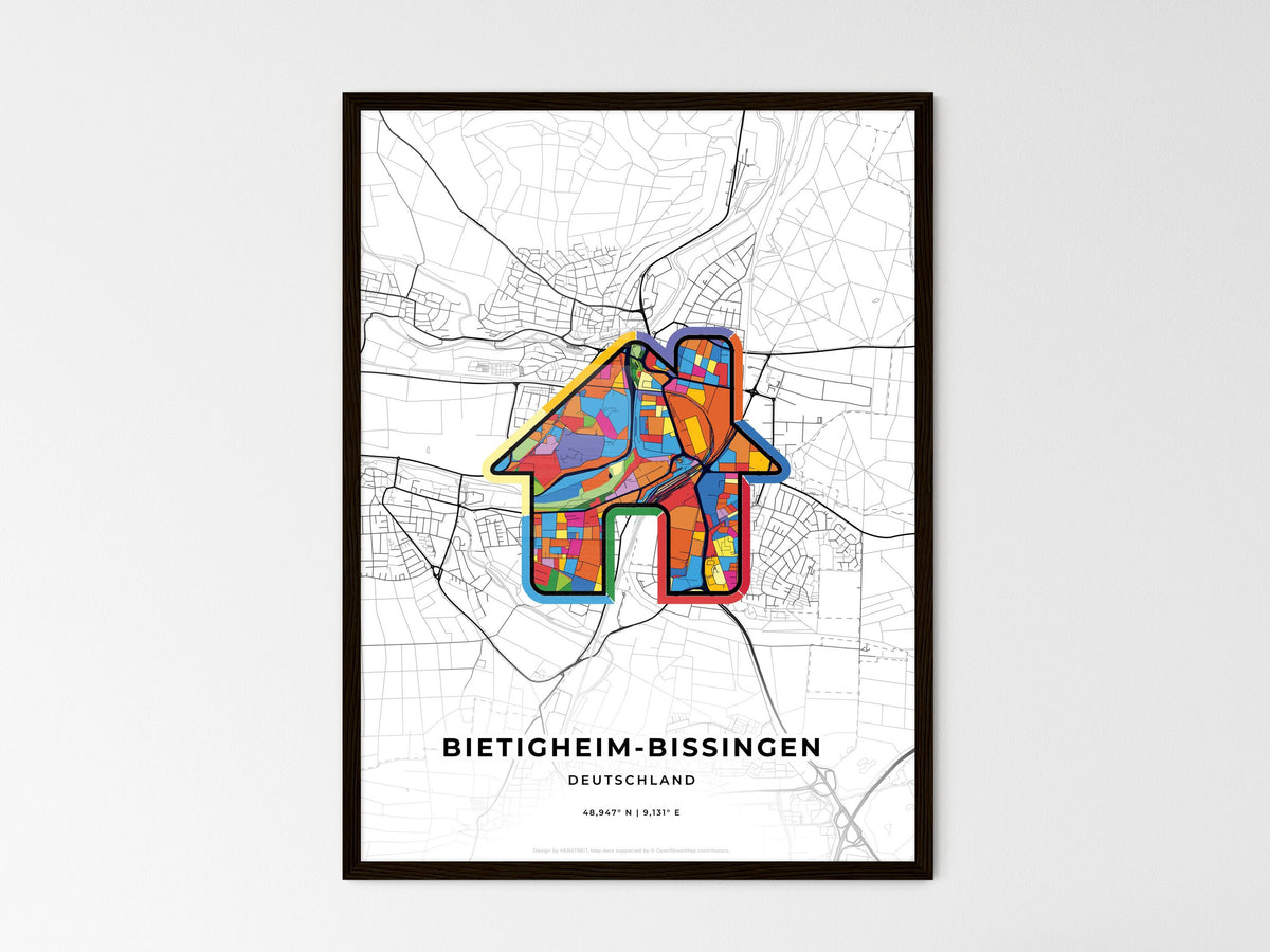 Bietigheim-Bissingen Germany wedding art map with home icon