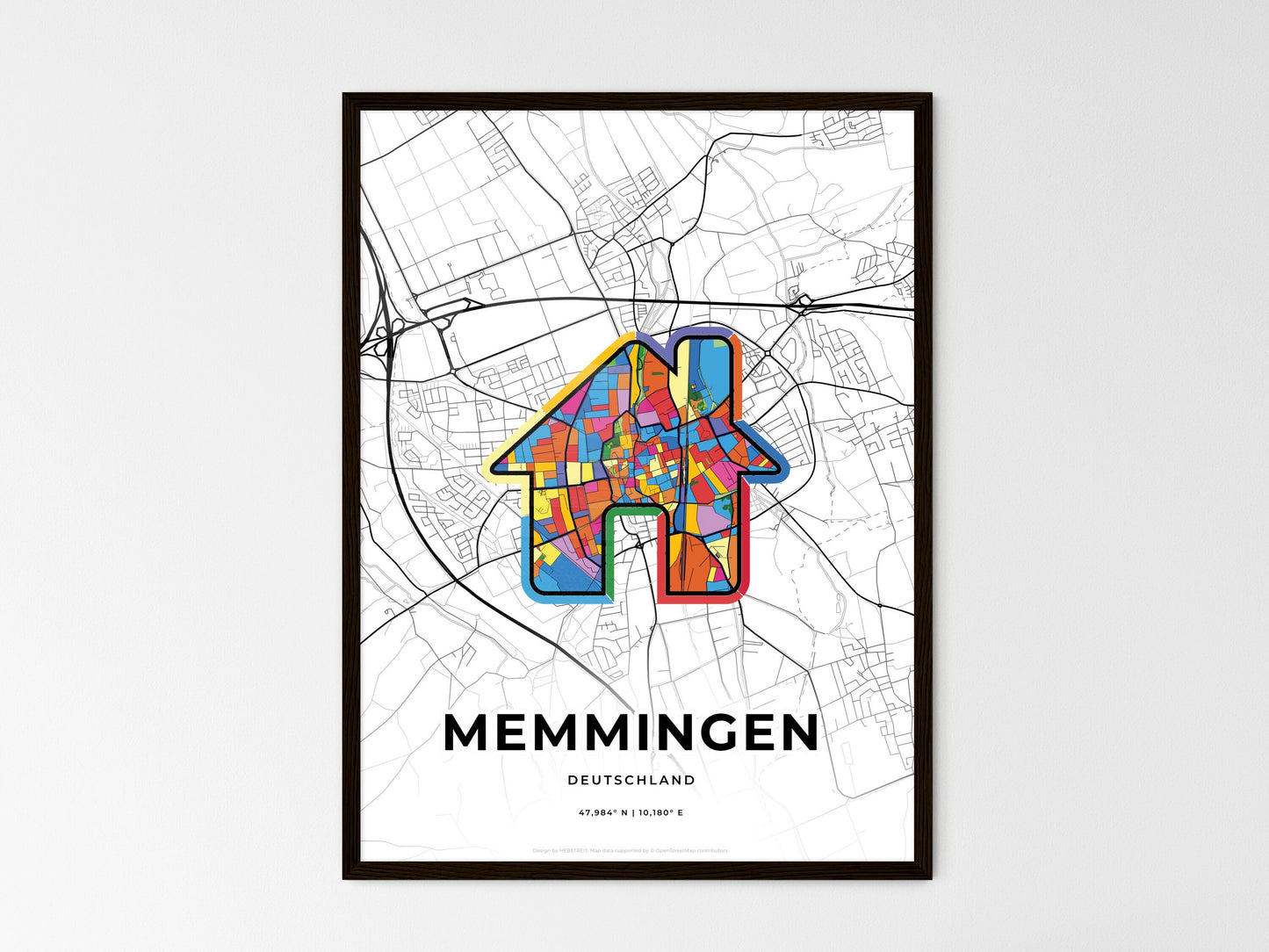 Memmingen Germany wedding art map with home icon