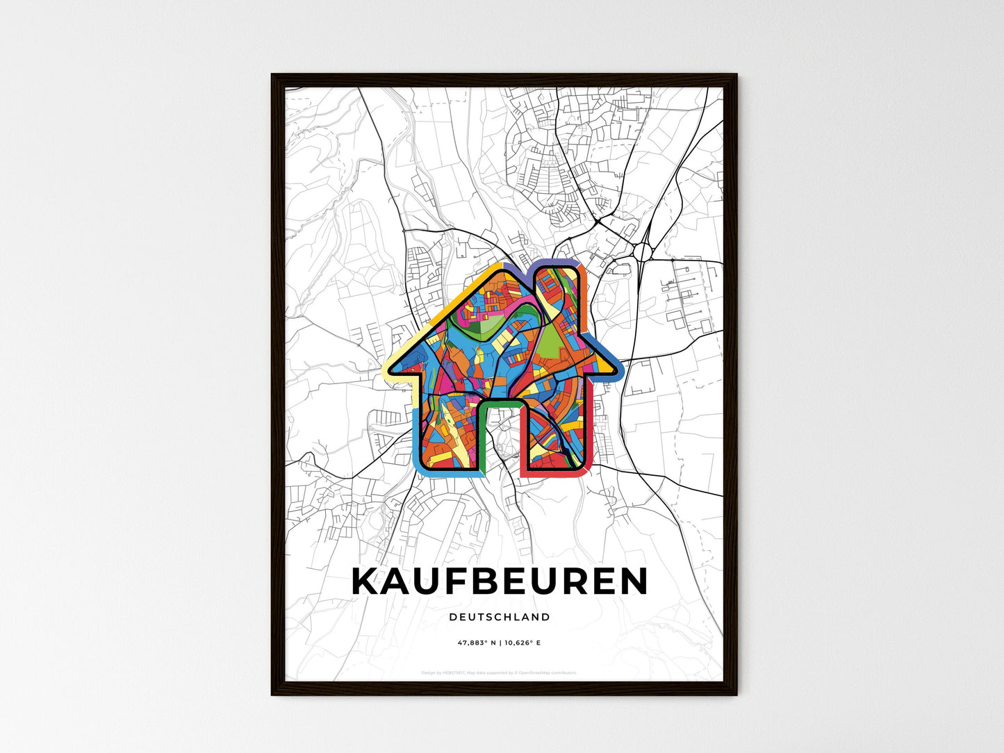 Kaufbeuren Germany wedding art map with home icon