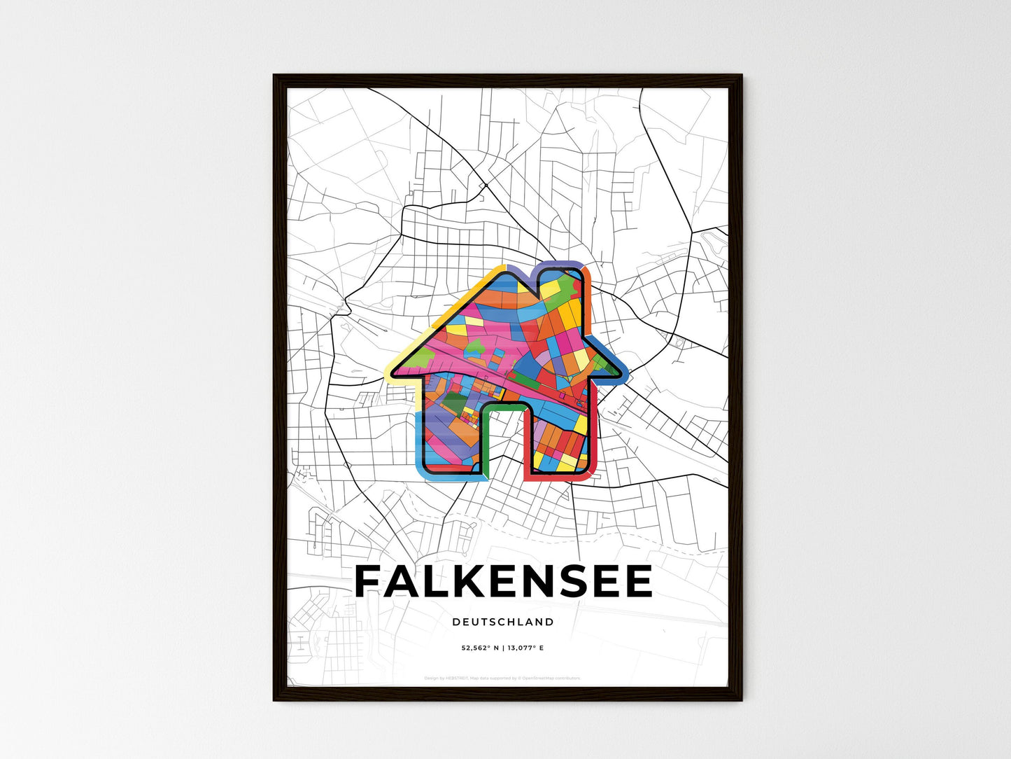 Falkensee Germany wedding art map with home icon