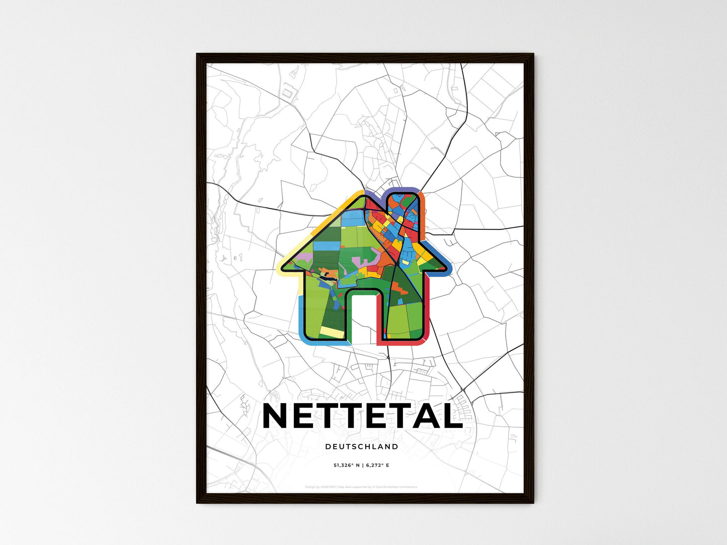 Nettetal Germany wedding art map with home icon