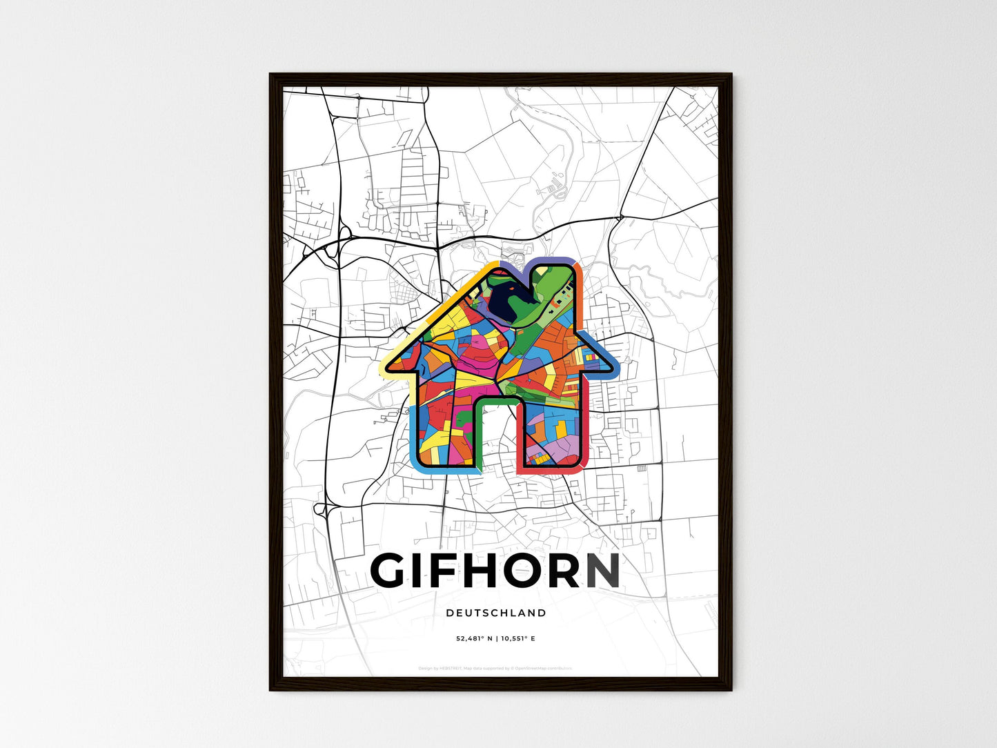 Gifhorn Germany wedding art map with home icon