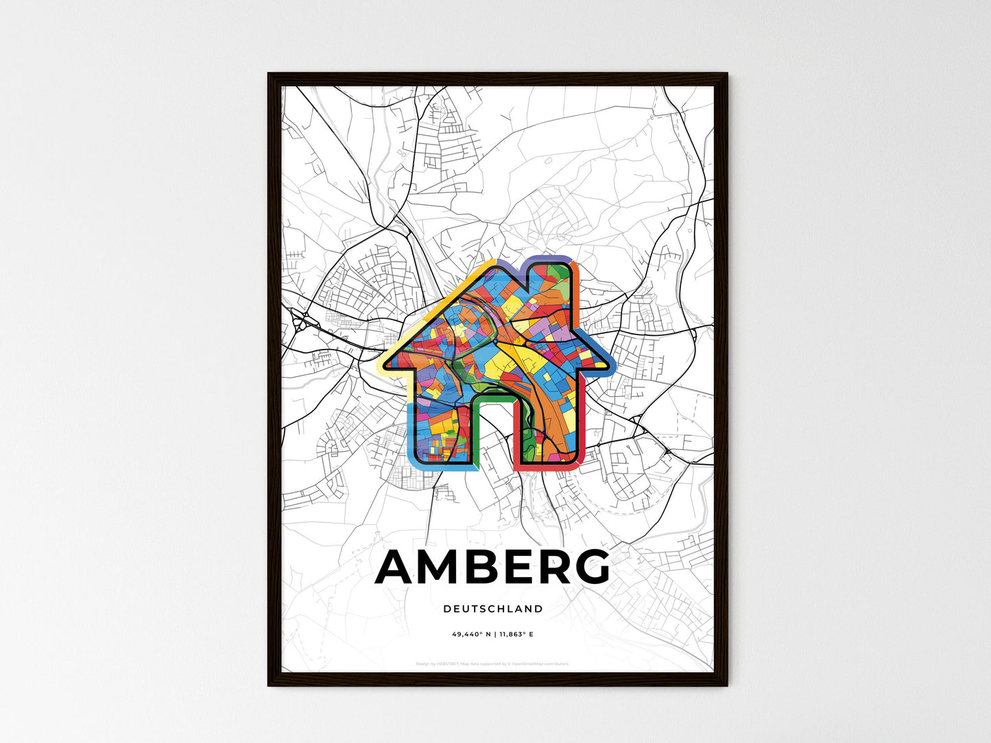 Amberg Germany wedding art map with home icon