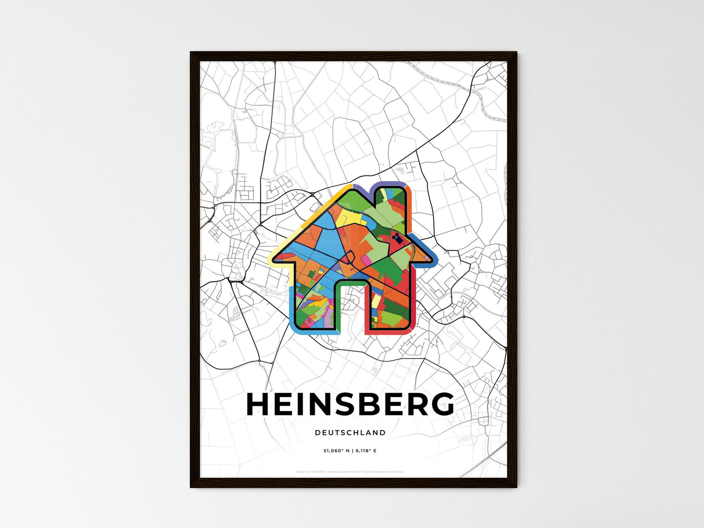 Heinsberg Germany wedding art map with home icon