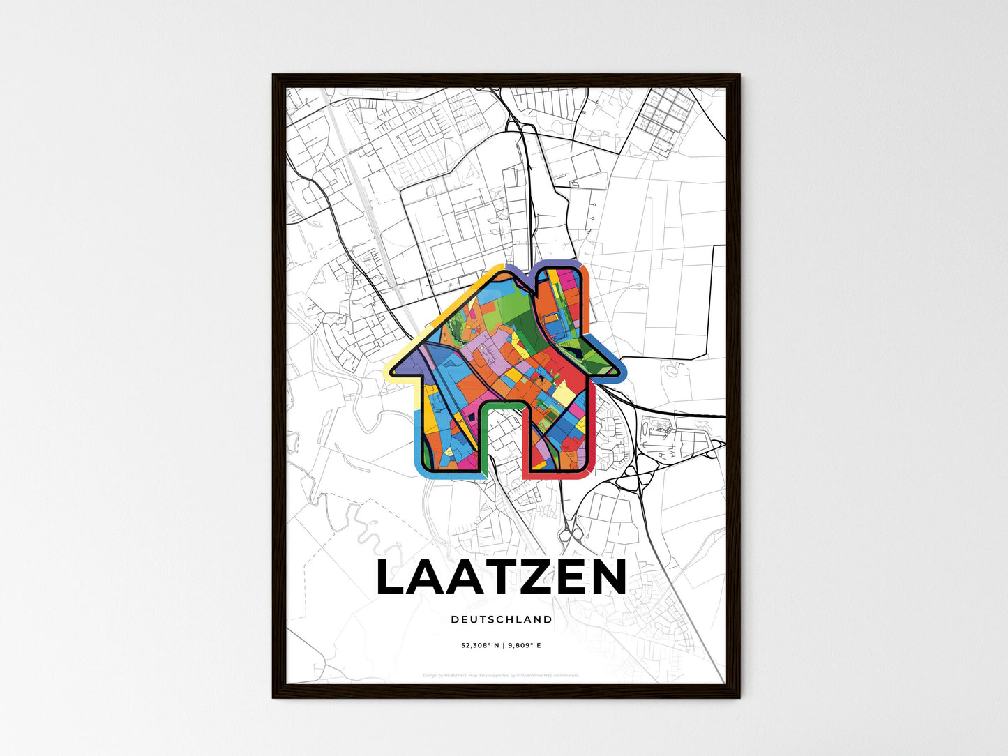 Laatzen Germany wedding art map with home icon