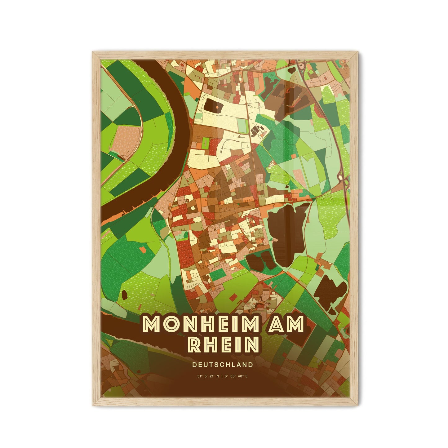 Colorful MONHEIM AM RHEIN GERMANY Fine Art Map Farmhouse
