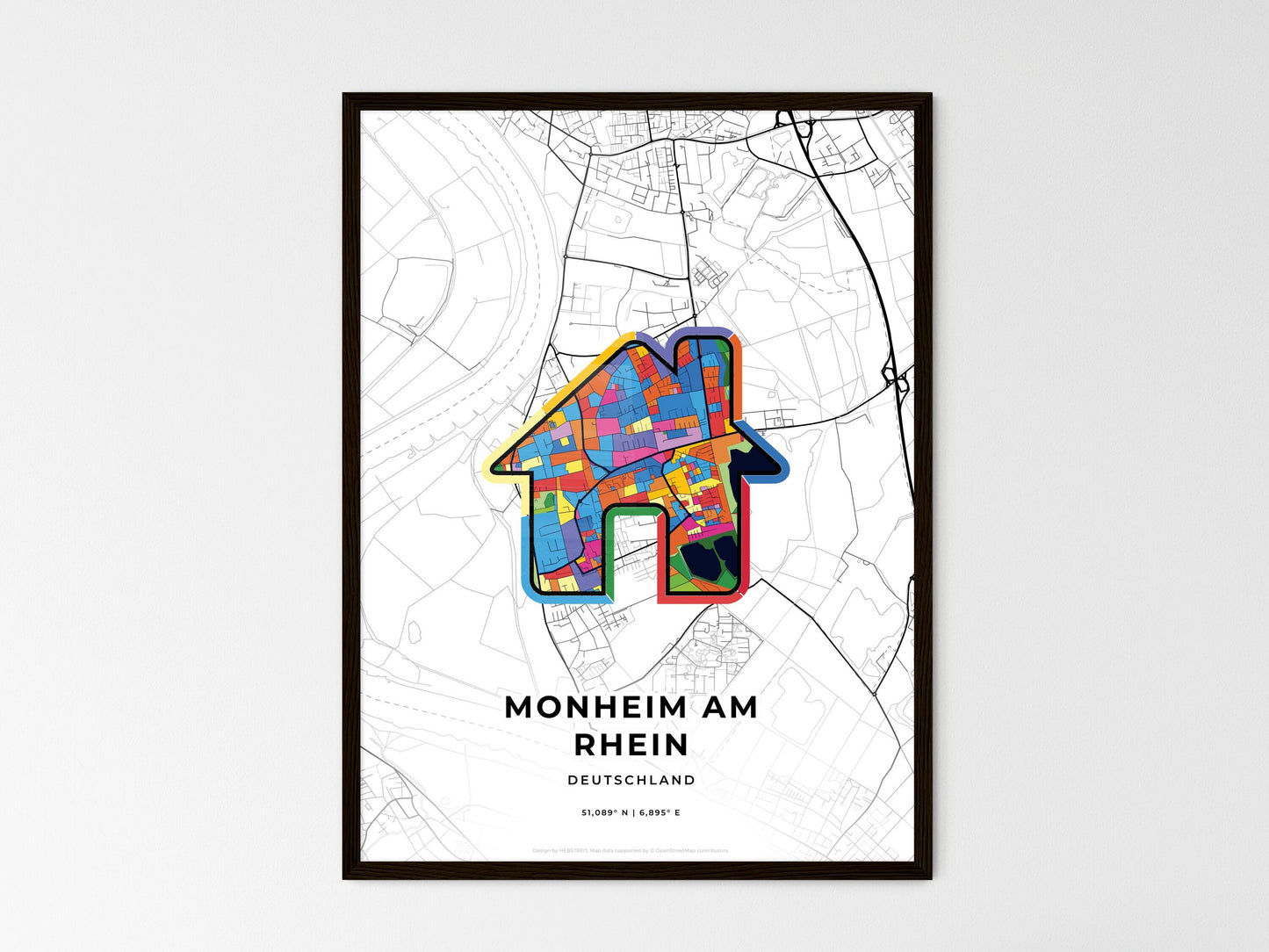 Monheim Am Rhein Germany wedding art map with home icon