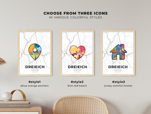 Dreieich Germany maps with colorful icons