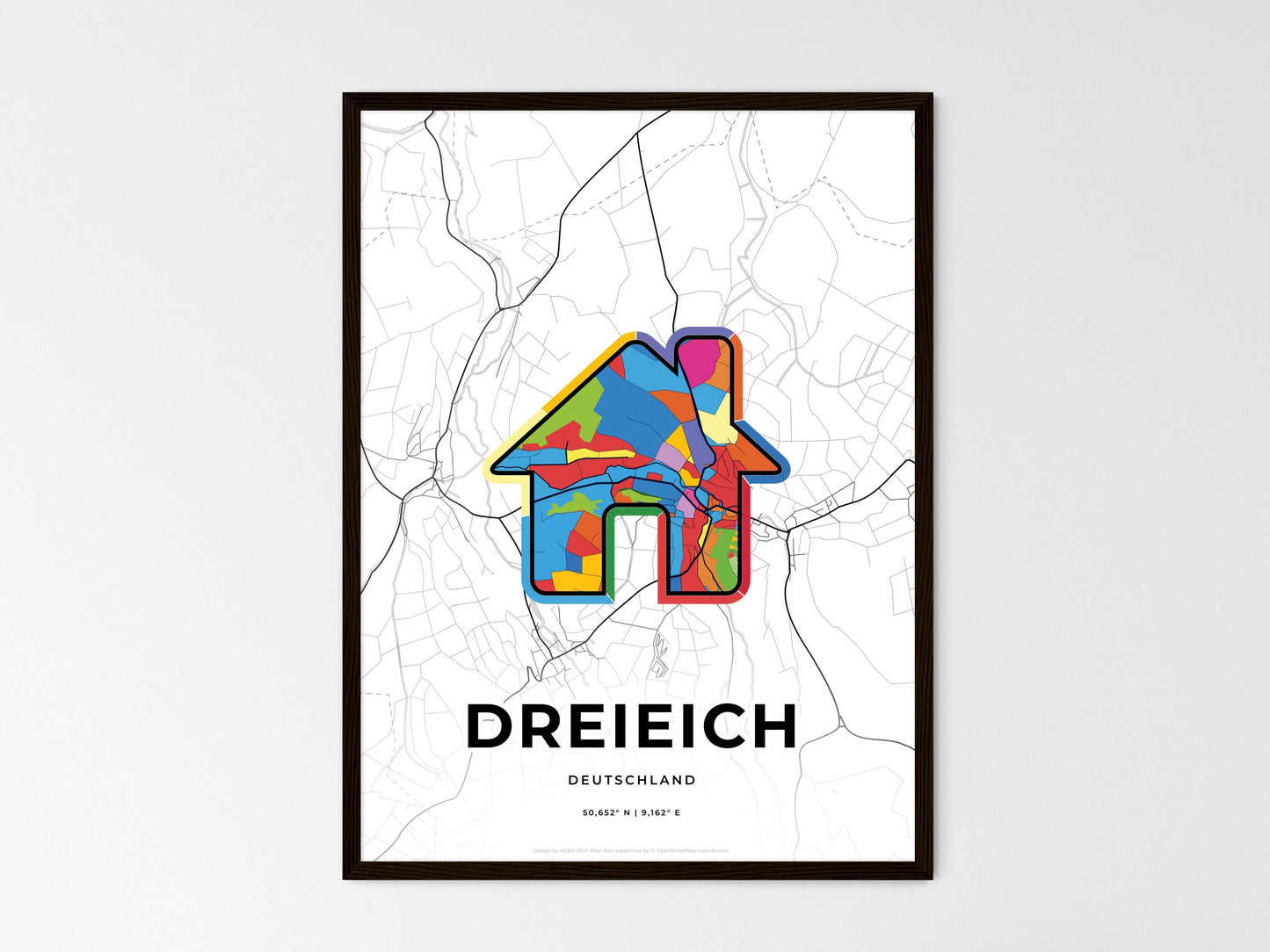 Dreieich Germany wedding art map with home icon