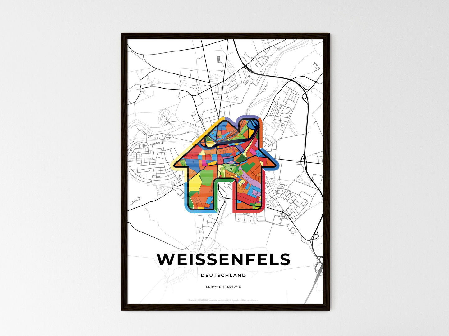 Weissenfels Germany wedding art map with home icon