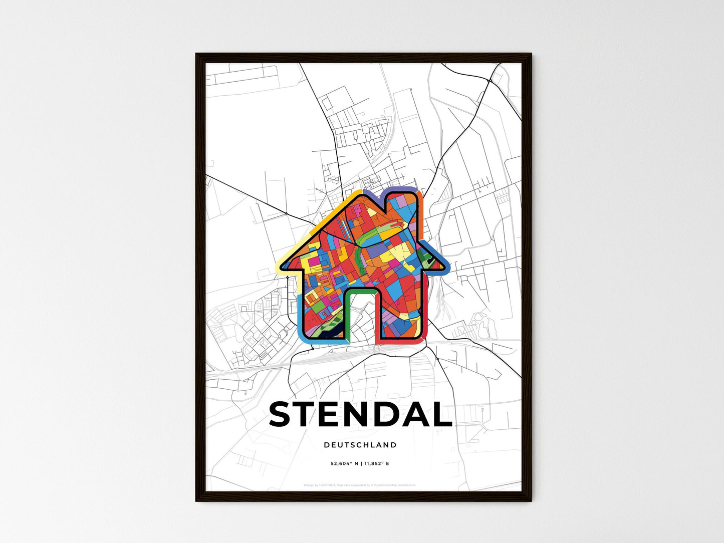 Stendal Germany wedding art map with home icon
