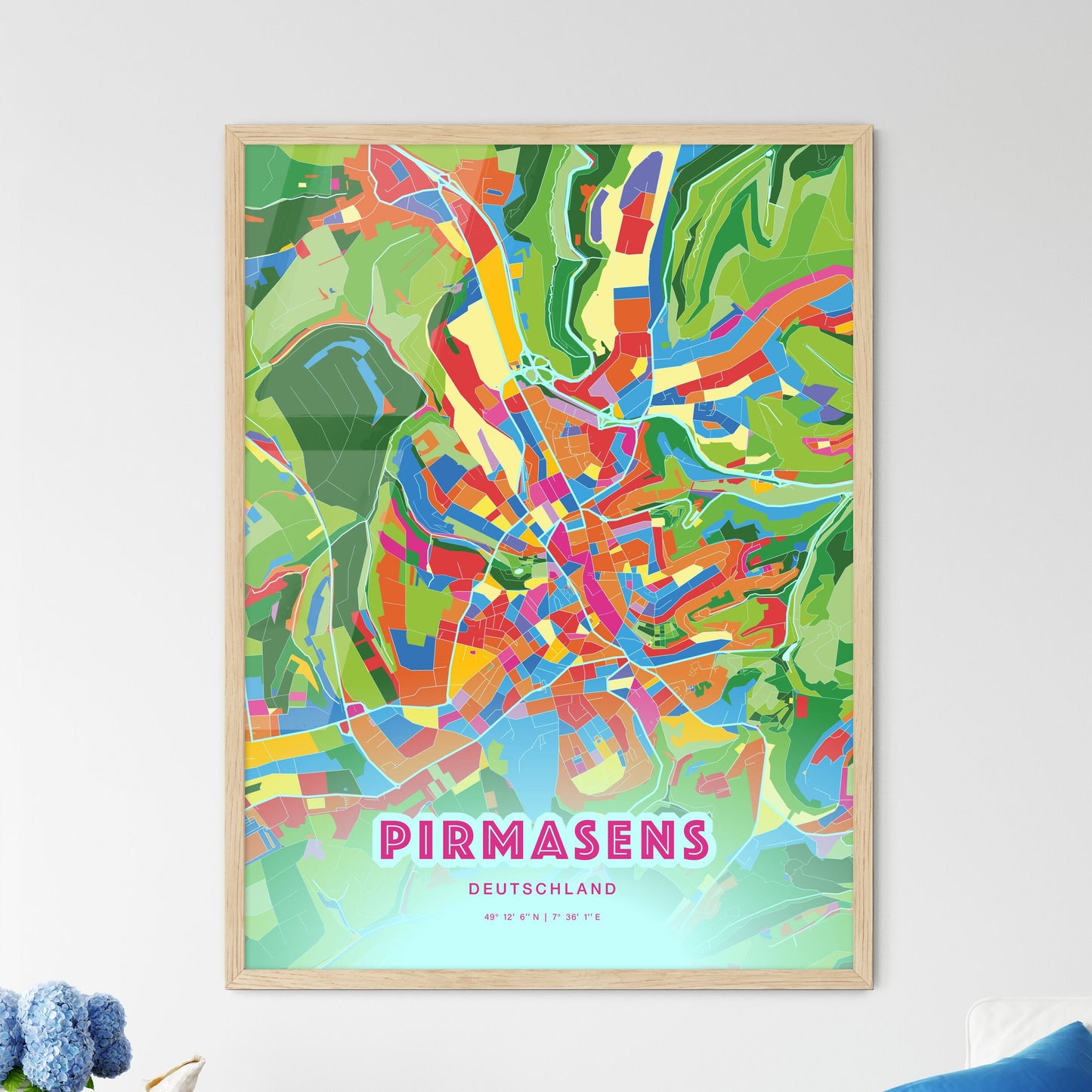 Colorful PIRMASENS GERMANY Fine Art Map Crazy Colors